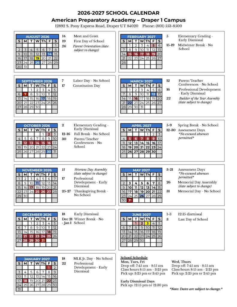 Draper 1 2026 2027 Calendar 1 1